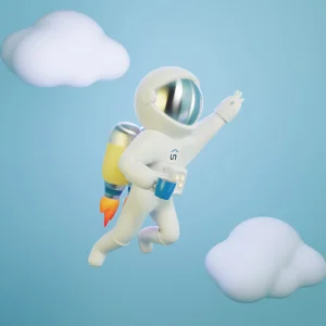 Astronaut Flies, 3D Character for Real Estate Agency